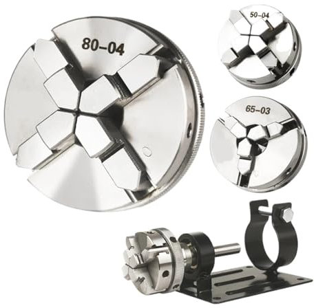DAISHUJIE Drehfutter Manuelles selbstzentrierendes Drehfutter, 3/4-Backenfutter, Holzdrehfutter, DIY-Metall-/Holzdrehwerkzeuge, Spannzangenzubehör(65mm 4jaw)