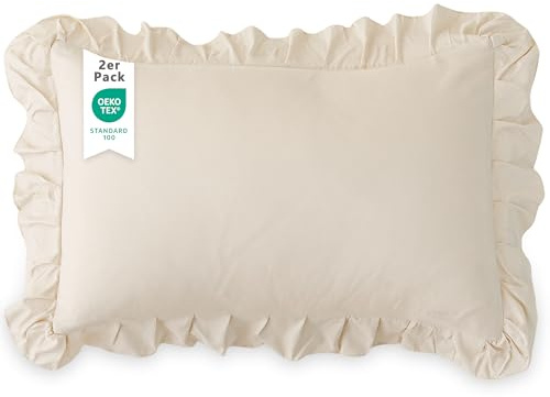 TOCOMOA Kissenbezug 40x60 2er Set, Rüschen Kissenbezüge mit Hotelverschluss