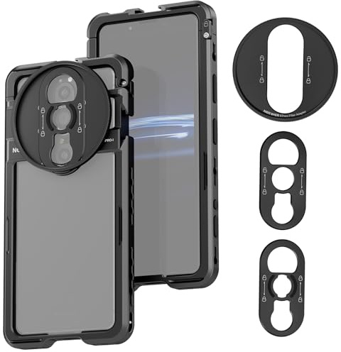 NEEWER Xperia PRO-I Cage, Quick Release Video Rig Case Phone Stabilizer Holder for Recording Filming, 67mm Filter Adapter, 17mm Lens Backplate, T Mount Backplate Compatible with Moment Sony, PA086