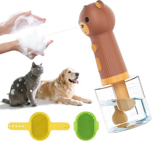 Dog Shampoo Foamer with Brush, Electric Foaming Soap Dispenser | Automatic Dog Shampoo Sprayer for Pet Bath, Pet Shower Attachment for Bathtub, After-Walk Dog Wash, Dogs Bath Supplies
