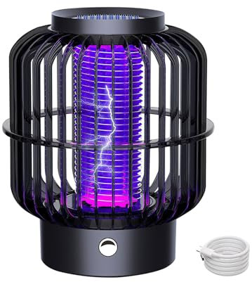 Insektenvernichter Elektrisch, Mückenfalle Mückenschutz mit LED Licht, Tragbare Insektenvernichter Mückenschutz, Mückenlampe Akku, Mückenabwehr Elektrisch für Mücken,Motten,Fliege,Spinnen (A- Solar)