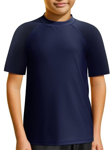 MASOCIO Camiseta Proteccion Solar Niño UV UPF 50+ Camiseta Baño de Manga Corta Traje Camiseta Agua Surf Niño Secado Rapido para Natacion Piscina Playa 4 Años Azul Marino Azul