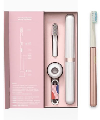 Aosrioylt Miroshine Electric Toothbrush, Rechargeable Travel Toothbrush with 2 Brush Heads And Travel Case, 2 Mins Smart Timer, 3 Modes, Ipx7 Waterproof, 30s Intelligent Zone Change Prompt(Pink)