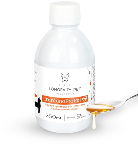 ImmunoProPet - Aceite de salmón 100% para perros y gatos | Omega 3 y 6 para piel sana, pelo brillante y defensas fuertes, suplemento natural y apetecible – 250 ml | Fabricado en Italia – LongevityPet
