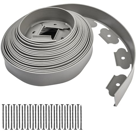 Flexible Rasenkante Kunststoff, La Vane Beetumrandung Beetbegrenzung Mähkante Pflastersteine Palisade mit 30 Befestigungsnägel - Länge 10m Höhe 5cm
