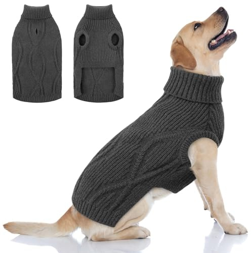 Queenmore Hundepullover Grosse Hunde, Warm Weich Turtleneck Hundepulli | Ärmellos Pullover Hund für Pitbull, Boxer, Englische Bulldogge, Border Collie, Dalmatiner, Super Dehnbar & Maschinenwaschbar