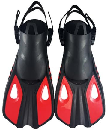 ENEN Pinne Corte Nuoto Piscina Regolabili Taglia 32-47, Pinne Snorkeling in Silicone Morbide per Allenamento Unisex per Bambini e Adulti Uomini Donne per Nuoto Snorkeling (32-36,JF10-Rosso)