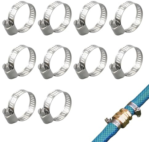 10PCS Small Jubilee Clips, 10-16mm Hose Clips | 304 Stainless Steel Hose Clamp, Adjustable Screw Clamps, Pipe Clamps Assortment for Pool, House Gas Pipe, Garden Hose