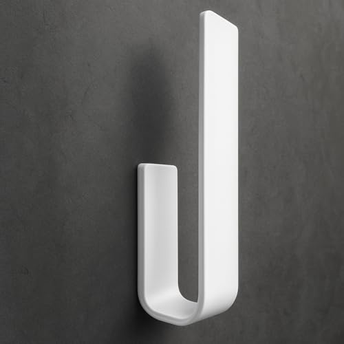 Homemetall Toilettenpapier Aufbewahrung in Weiß - Ersatzrollenhalter Toilettenpapier ohne Bohren - Klopapier Aufbewahrung aus Aluminium für die Wand - WC-Rollen Aufbewahrung selbstklebend (Weiß)