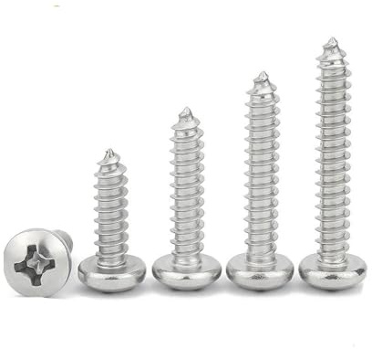 Stainless Steel Cross Recessed Round Head Tapping Screws, 50pcs Pan Head Self Drilling Screws(M4x50mm)