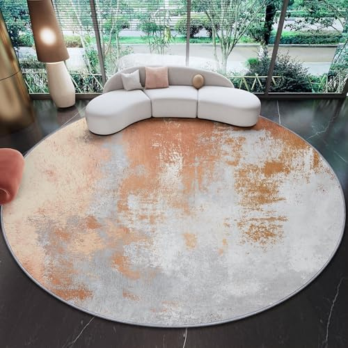 Alfombras Redondas Antideslizantes 180 Cm Moderno Texturizado Metálico Suave, Lavable A Máquina, Alfombras De Suelo Que No Se Desprenden para Dormitorio Y Sala De Estar Cobre