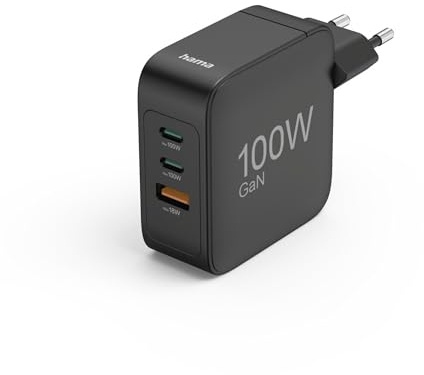100W GaN Schnellladegerät mit Power Delivery & Quick Charge 3.0 – 3-Port USB-C & USB-A Ladeadapter für Smartphone, Tablet & Laptop – kompakt, sicher, schwarz