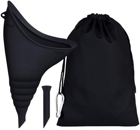 Urinella para mujer, orinal reutilizable para mujeres para orinar de pie o ponerse en cuclillas, de silicona, portátil, plegable, con tubo de extensión, bolsa para actividades al aire libre, camping