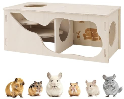 SHUOHONG Maison Hamster 30 × 12× 12 CM Cabane Cochon d'Inde Spacieuse | Imperméable Double Face Sans Aspérités Hamster Accessoire pour Hamsters, Gerbilles, Octodons et Souris Épineuse(1 Chambre)