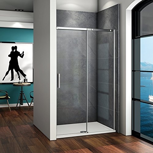 Porte de douche coulissante 120x195cm en verre anticalcaire