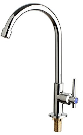 HM HomeMieco Stainless Steel Kitchen Faucet Single Cold Water Faucet,Chrome 360° Swivel Single Hole Tap for Bathroom,Outdoor Garden and Bar