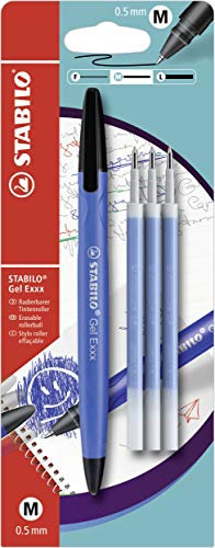 Radierbarer Gel-Roller - STABILO Gel Exxx - blau - inklusive 3er Refill