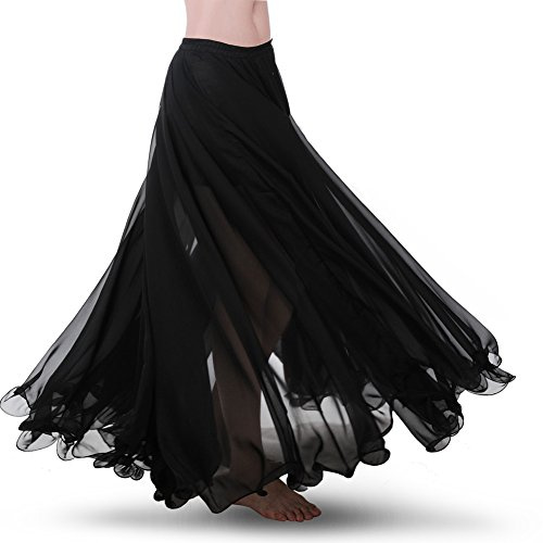 ROYAL SMEELA Jupe Danse du Ventre ATS Voile Maxi Full Jupes Tribal Robe de Danse Mousseline Jupe Longue Flamenco Femme 720 degrés Grande Swing Jupe Costumes Danse Orientale