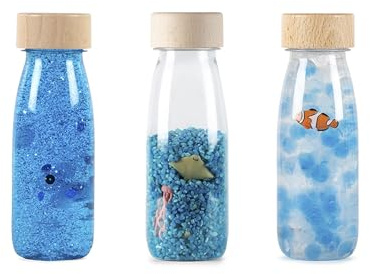 Petit Boum - Pack de 3 Bouteilles Sensorielles Serenity | Un Microcosme dans Chaque Bouteille | Découvrir, Écouter et Apprendre | Stimulation Sensorielle | Bouteilles Sensorielles pour Enfant