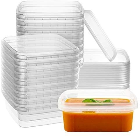 NYHI 8 oz 20 Pack Square Clear Deli Containers with Lids Disposable BPA Free Square Plastic Food Storage Containers with Lids Airtight for Meal Prep Take Out Kitchen