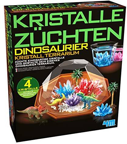 Experimentlåda kristaller odla dinosaurier terrarium – kristallodlingsset för barn – vetenskaplig leksak – flerfärgad – 27 x 23,5 x 8 cm