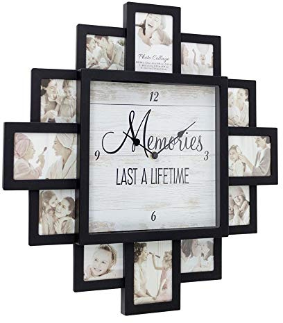Unknown1 Black Lifetime Memories Picture Frame Collage Wall Clock Plastic