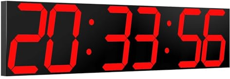 CHKOSDA Digital Wall Clock, Oversize Led Digital Clock with Auto Dimmer, Huge Countdown Timer with Remote Control, 27 Wide Led Display, 6 Digits, Wall Mount, Date and Temperature (Red)