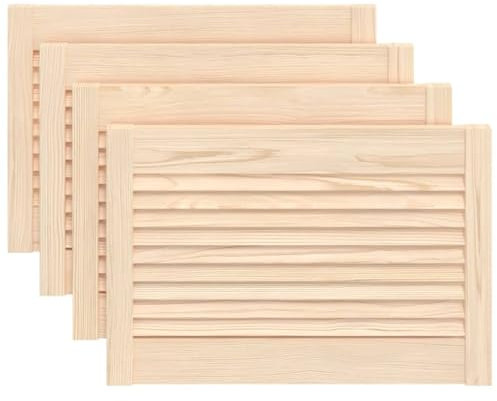 vidaXL 4X Madera Maciza de Pino Puertas Tipo Persiana con Celosía Rejilla Armario Tablillas Guardarropa Separador Decoración 39,5x59,4cm
