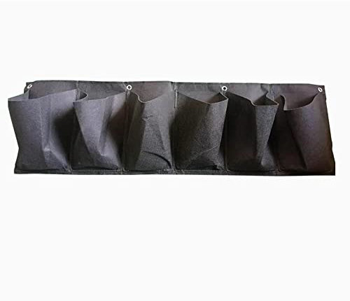 SPORTARC Sacchi per piantare, 6 tasche, da appendere alla parete, per interni ed esterni, cortile, balcone, fiori, erbe, piante grasse, fragole, grigio, 1 pezzo