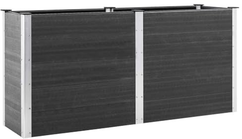 vidaXL Garten Hochbeet Pflanzkasten Pflanzbeet Gemüsebeet Blumenbeet Blumenkasten Frühbeet Gartenbeet Blumenkübel Pflanzkübel 200x50x91cm WPC Grau