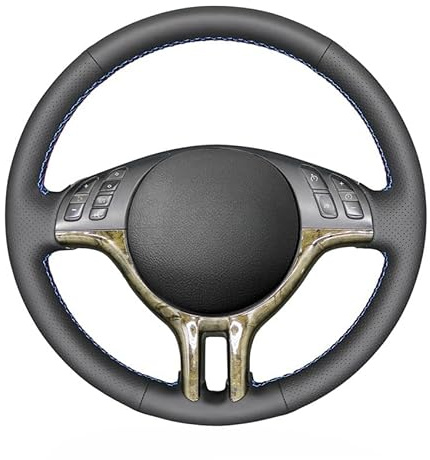 MEWANT Passgenauer Lenkradbezug zum Nähen für E46 318i 325i 330ci | E46 318i 325i 330ci E39 X5 E53 Z3 E36 / 7 E36 / 8 Atmungsaktiv Für Beheizte Lenkräder Langlebig