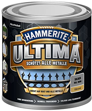 Hammerite Ultima Glänzend, Metallschutzlack, Silber RAL9006, 250 ml