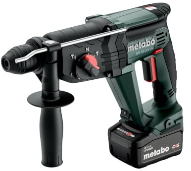 metabo Akku-Kombihammer KH 18 LTX 24, 18 V, SDS-plus Bohrhammer Set | Bohren, Meißeln, 2,1 J Schlagenergie, 5200 bpm, inkl. 2 Akkupacks 4.0 Ah, Ladegerät, Tiefenanschlag und metaBOX