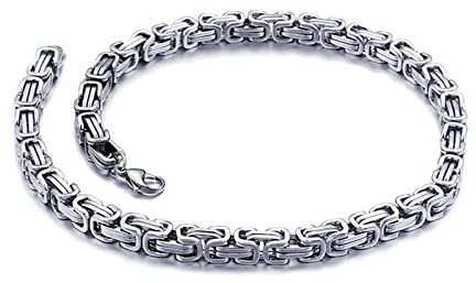 Bishilin Herren Halskette 55CM Biker Silber, Königskette 7MM Breit Kette Edelstahl ohne Anhänger Biker Freundschaftskette