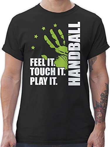 T-Shirt Herren - Handball EM 2026 Trikot Ersatz - Feel it. Touch it. Play it. - weiß - 3XL - Schwarz - Handballer Tshirt hanball halbball Handball. Handball, beachhandball wm 2022 Fans Fan Geschenk