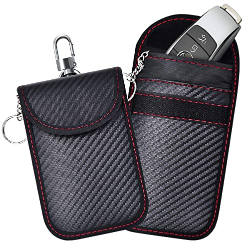 Anti Rfid Autoschlüssel Tasche, 2 Stück Anti Rfid Autoschlüssel Tasche, Schutz vor Signaldiebstahl, Schutz vor Piraterie, Signal Blocker Autoschlüssel (Carbonfaser Textur)
