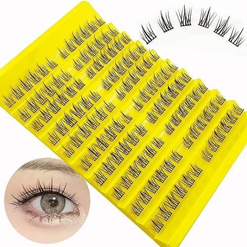 120 Stück DIY Cluster Lashes, Individuelle Wimpern Extensions, Einzelne Falsche Wimpernbüschel für Zuhause (C-Curl, 9-13mm Mix-TYH)