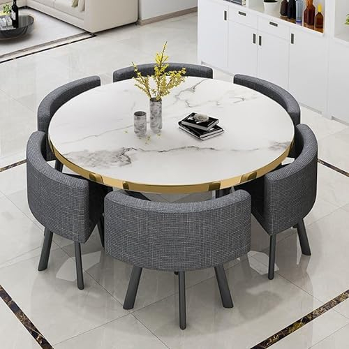 EpuzeR Esstisch mit 6 Stühlen,Moderner Konferenztisch Schreibtisch Couchtisch Küchentisch Bartisch mit Barhocker Set(Dark gray 1)