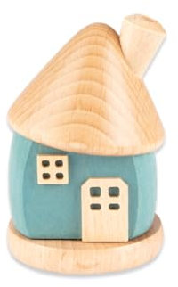 Holzwaren Egermann Petite maison de fumage ronde en bois – Bleu – env. 9 cm – Fabriqué en Allemagne