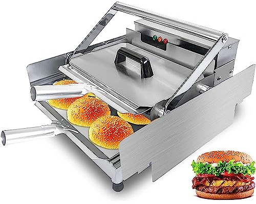 Commercial Burger Machine, Double Layer Baking Hamburger Toaster, Automatic Heating Bread Maker,2000W Electric Burger Machine with 0-3 Minutes Timer, 50-300℃ Adjustable Temperature (Size : Small)