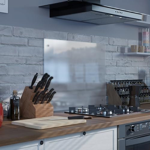 Semi-Transparent White Glass - Heat Resistant Tempered Glass Splashback - 90x70 cm