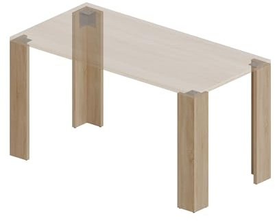 POKAR Tischbeine Möbelfüße Möbelbeine für Esstisch, Schreibtisch, Couchtisch, einfache Montage mit Montageplatten & Schrauben, 4 Stück, 13x13x72 cm, Eichen Sonoma