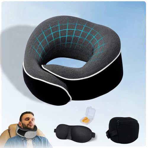 Dreamjoys Reisekissen Flugzeug 2.0, Nackenkissen Reise, Travel Pillow, Kissen Flugzeug, Reisekissen Memory Foam, Schlafkissen Flugzeug, Ideal Für Reisen Mit Flugzeug, Auto, Zug
