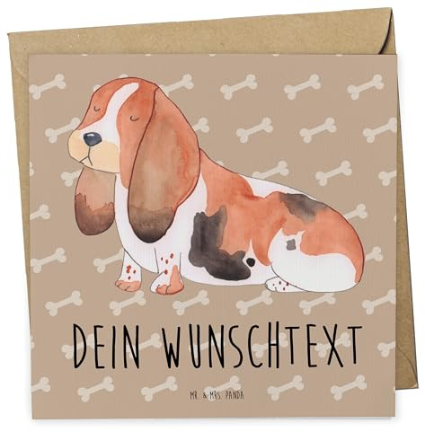 Mr. & Mrs. Panda Personalisierte Karte Hund Basset Hound - Geschenke, Karten, Lustig, Postkarte, Sprüche, grußkarte personalisiert