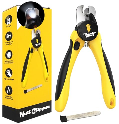 Thunderpaws Dog Nail Clippers with Protective Guard and Safety Lock (Medium to Large Breeds) (Yellow, Medium to Large Breeds (LED))