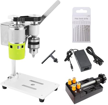 Mini Bench Drill Press Small Benchtop Drill Press High Precison 7-Speed Low Noise Compact Size Desktop Drilling Machine for Handicraft DIY Jewelry Making Metal Wood Working