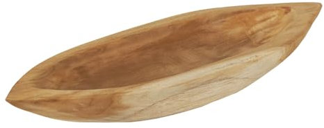 Meubletmoi Bol Barque/Corbeille/Vide Poche L. 38 cm en Bois de Teck Fabrication Artisanale - Style Naturel et Exotique - TITOUAN