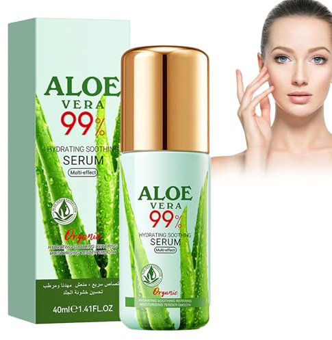 Eazerom 19 Aloe Vera ansiktsserum, 40 ml, upplysande och fyllande, Aloe Vera och anti-rynk och anti-aging, anti-rynk ansiktsserum för mogen torr hud, SERUM ansikte med AloeVera och hyaluronsyra