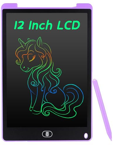 Coolzon LCD Schreibtafel, 12 Zoll Bunte Bildschirm Schreibtablett für Kinder Erwachsene, Löschbare LCD-Zeichenbrett Elektronische Schreibtafel Tragbar LCD Drawing Writing Tablet, Dunkelviolett