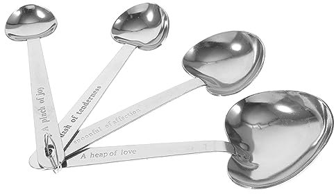 Ciieeo 4pcs Heart Shaped Measuring Spoons Set Stainless Steel Measuring Spoons for Dry and Liquid Ingredients Dishwasher Safe Kitchen Gadgets
